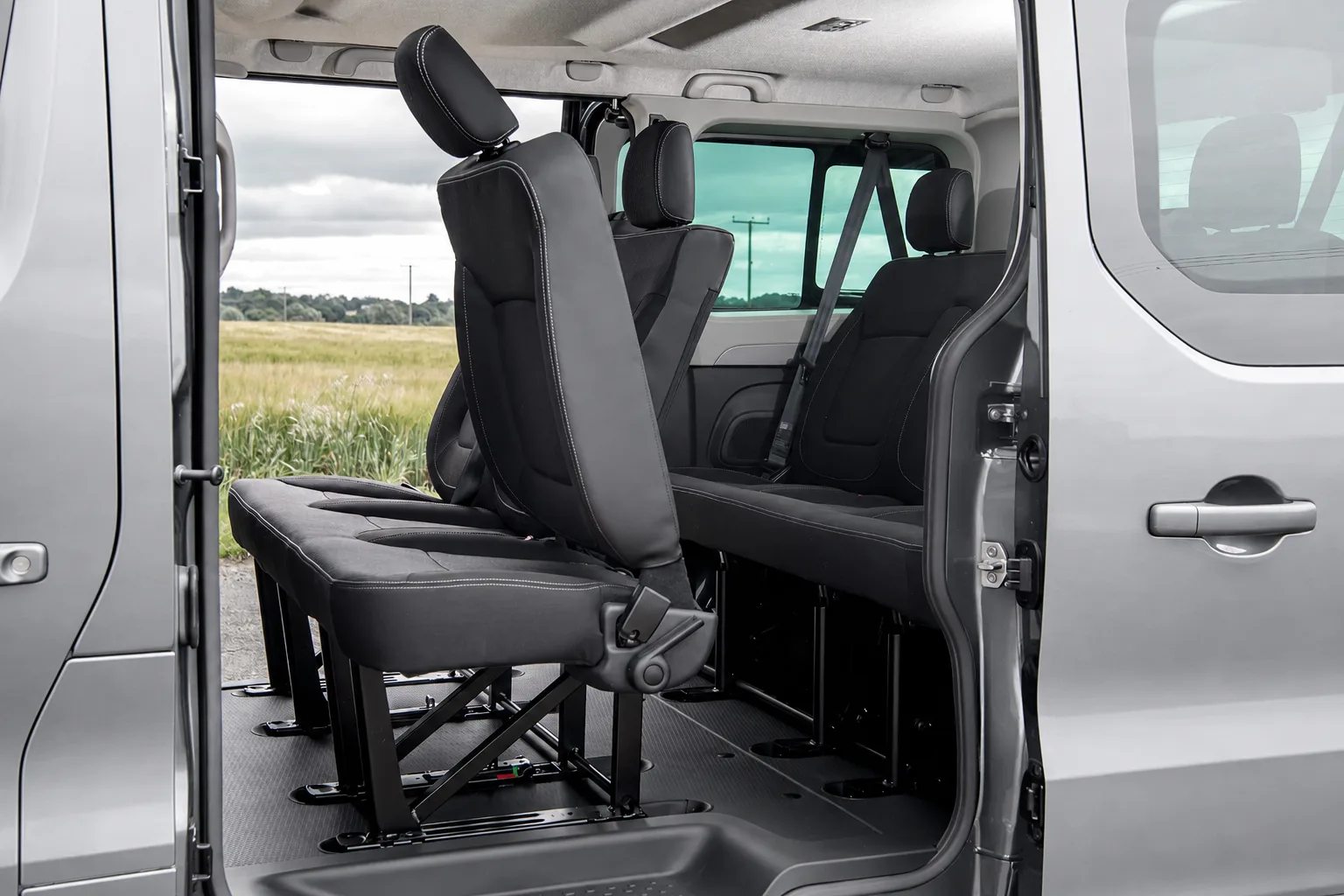 View into the Renault Trafic passenger cabin through the open side door
